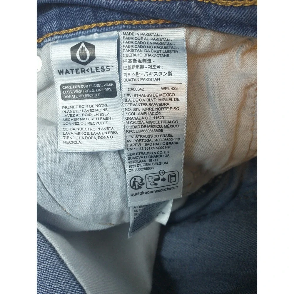 Levi Strauss Mens Straight Leg Jeans Blue Medium Wash WaterLess 38x31